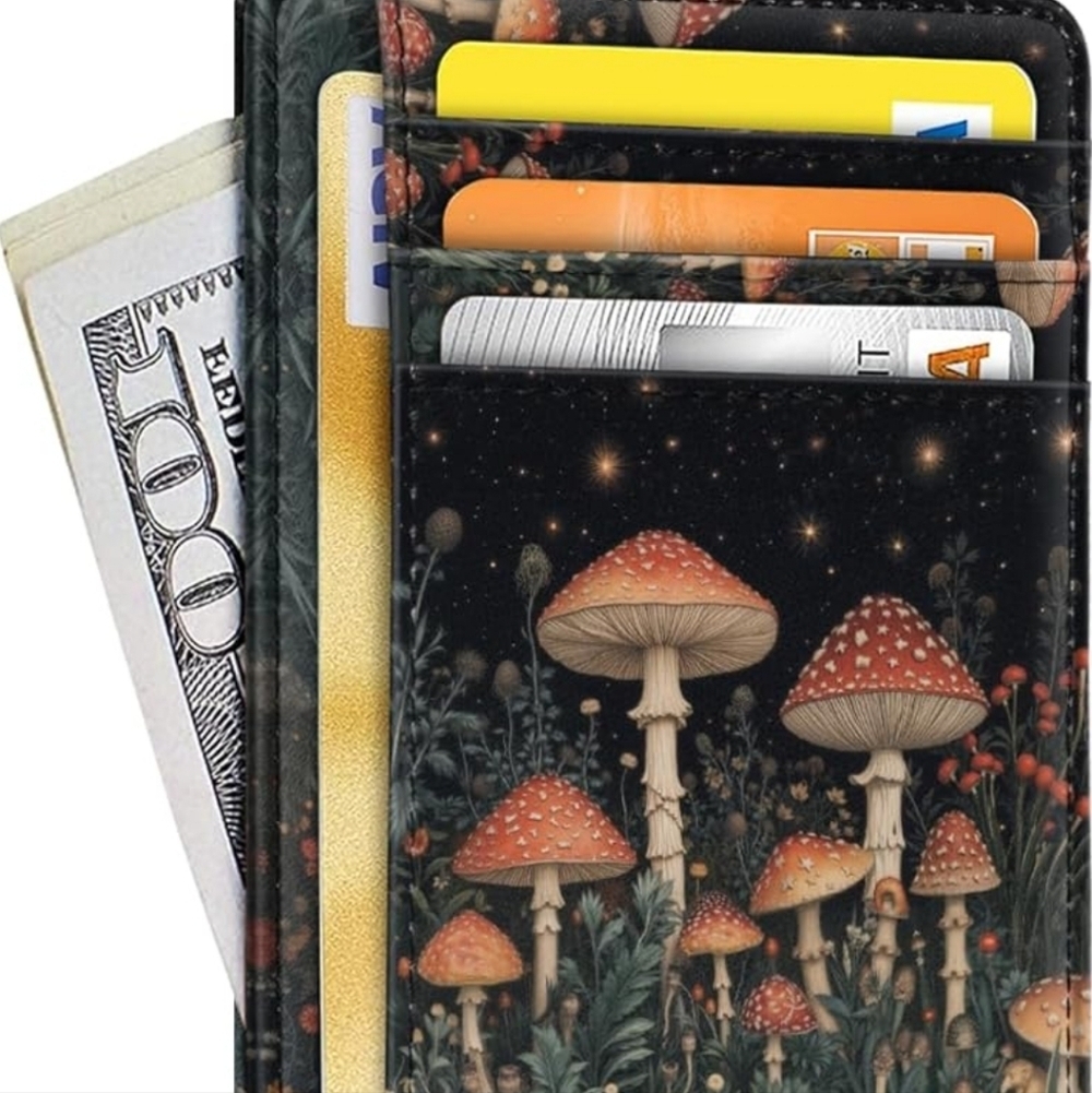 Mushroom Print Card Holder Wallet